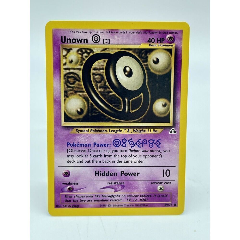 Unown‎ O 69/75 Neo Discovery Rare Pokemon Card TCG WOTC Non Holo Vintage 2001 NM